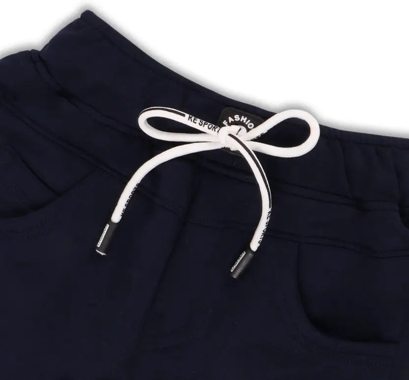 Boys Navy Printed Cotton Blend Jogger Pants js63nb