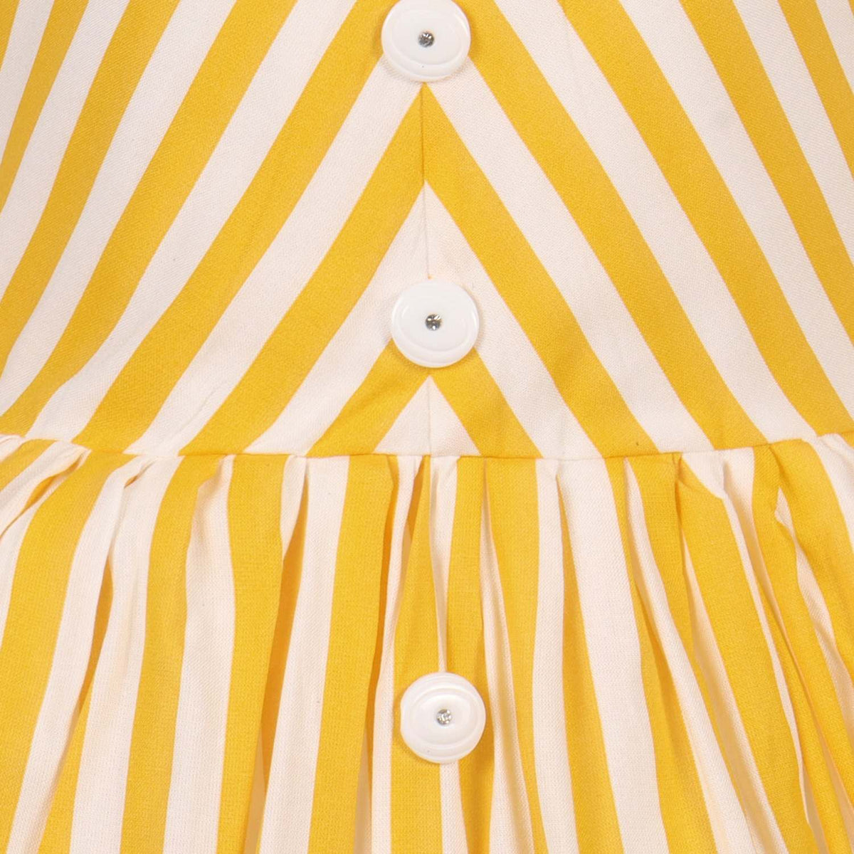 Girls Yellow & White Striped Button-Down Dress - Wish Karo - photo 4
