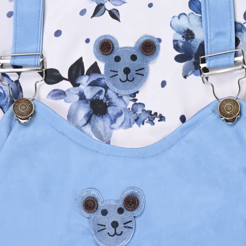 Dungaree For Girls Casual Printed Polycotton csl987blu