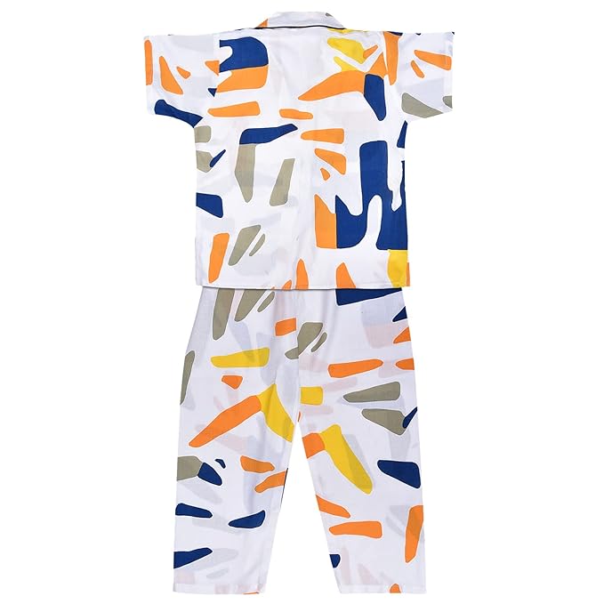 Unisex Printed Top and Bottom Pyjamas Night Dress nd74wht