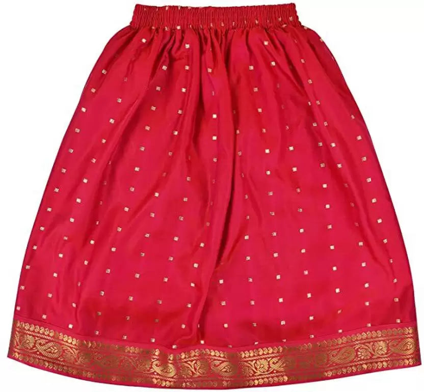 Girls Zari Woven Pattu Pavadai Choli Skirt Set gc204pnk