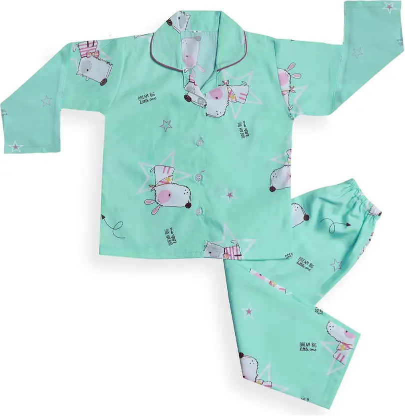 Boys & Girls Printed Polyester Blend Kids Nightwear NDF1001sgF