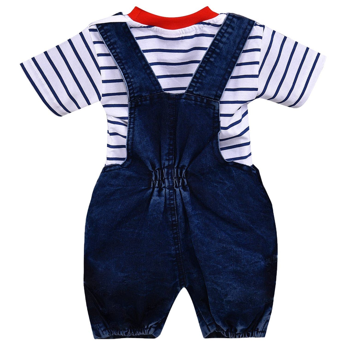 Boys Striped Denim Dungaree Set