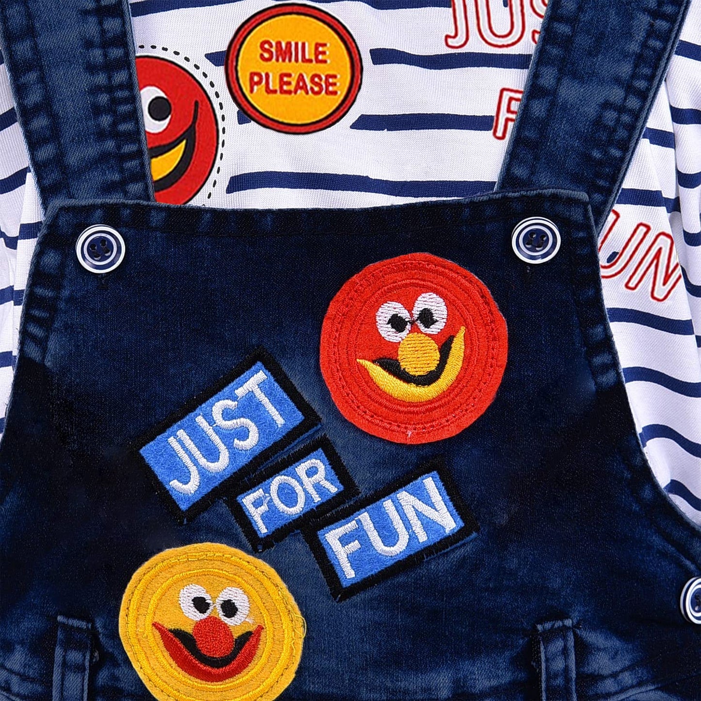 Boys Striped Denim Dungaree Set