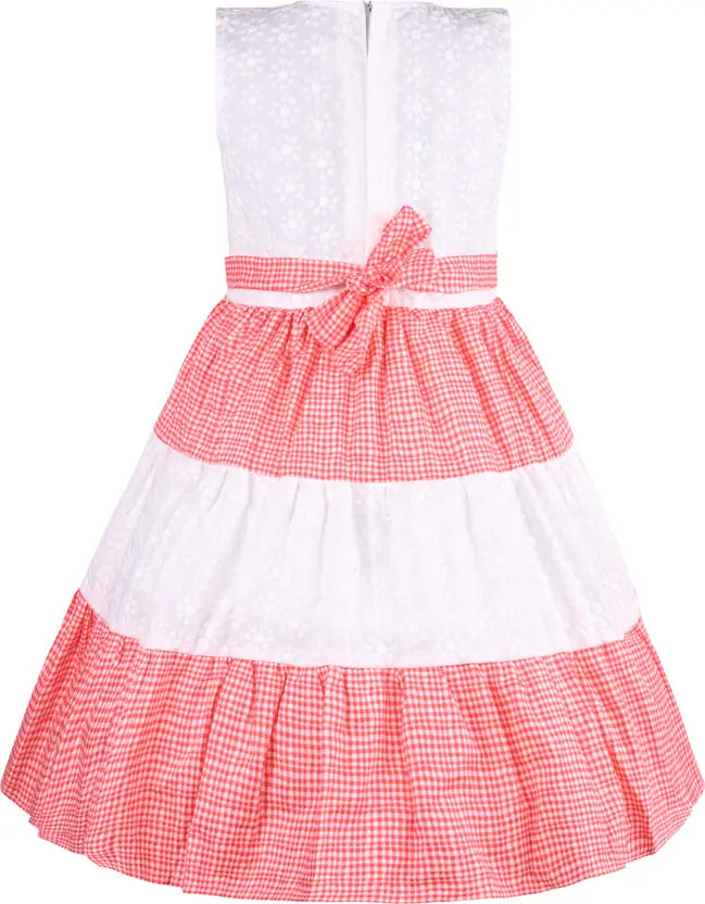 Girls Midi/Knee Length Casual Dress ctnp656wht