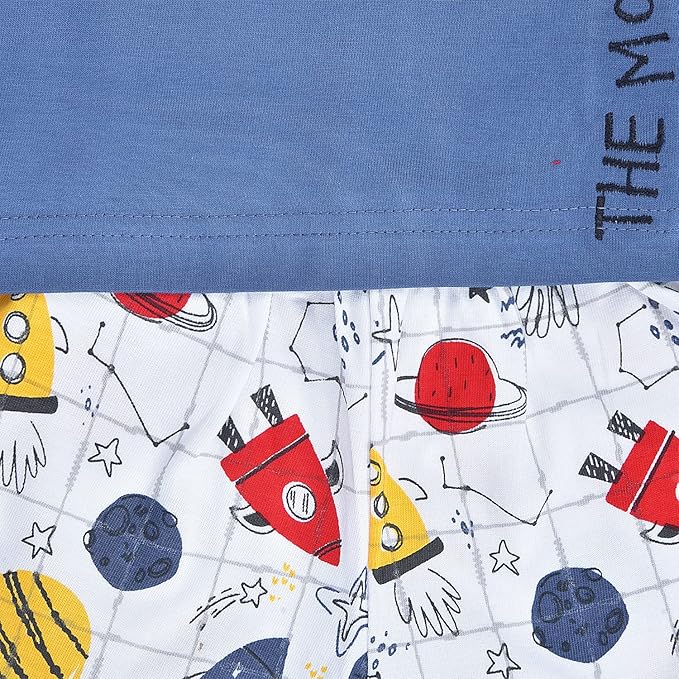 Baby Boy Space Rocket Outfit Set | Cotton T-Shirt & Shorts