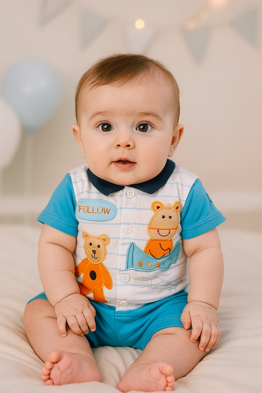 Baby Boys Party(Festive) T-shirt Shorts (bt10blu)