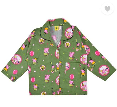 Baby Boys & Baby Girls Printed Cotton Blend Kids Nightwear Nd57grn