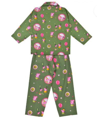 Baby Boys & Baby Girls Printed Cotton Blend Kids Nightwear Nd57grn