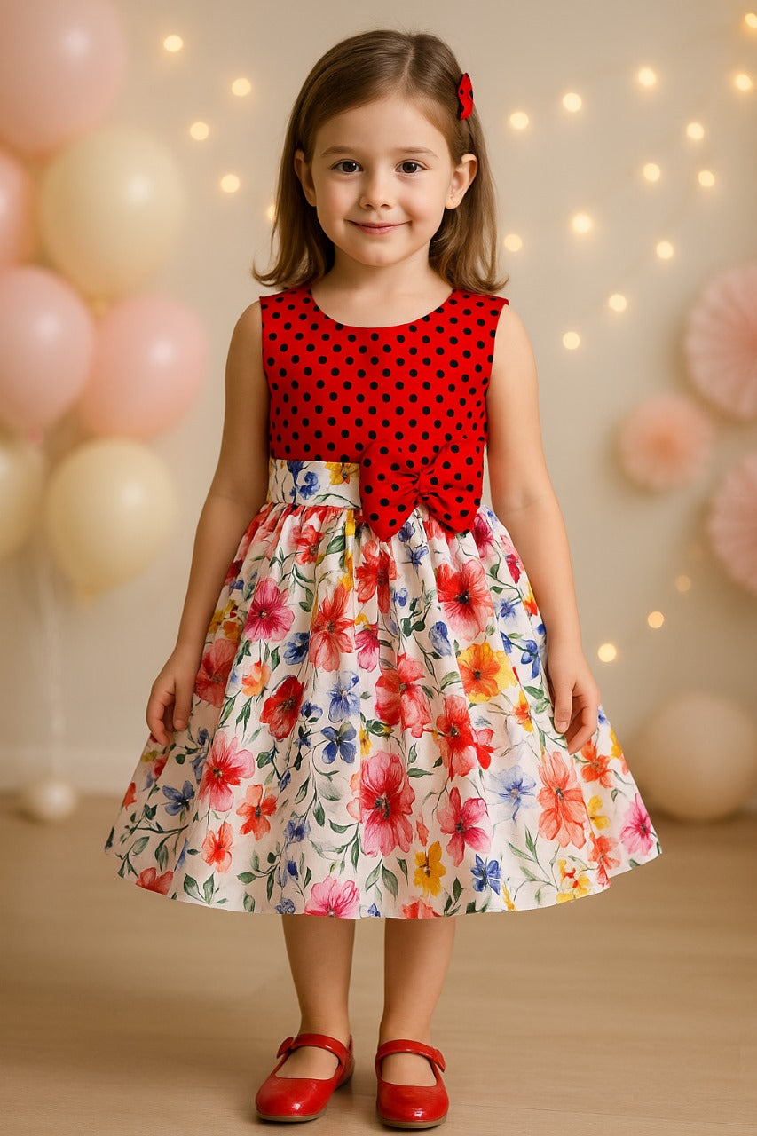 Girls Floral Printed Fit and Flare dress ctn591