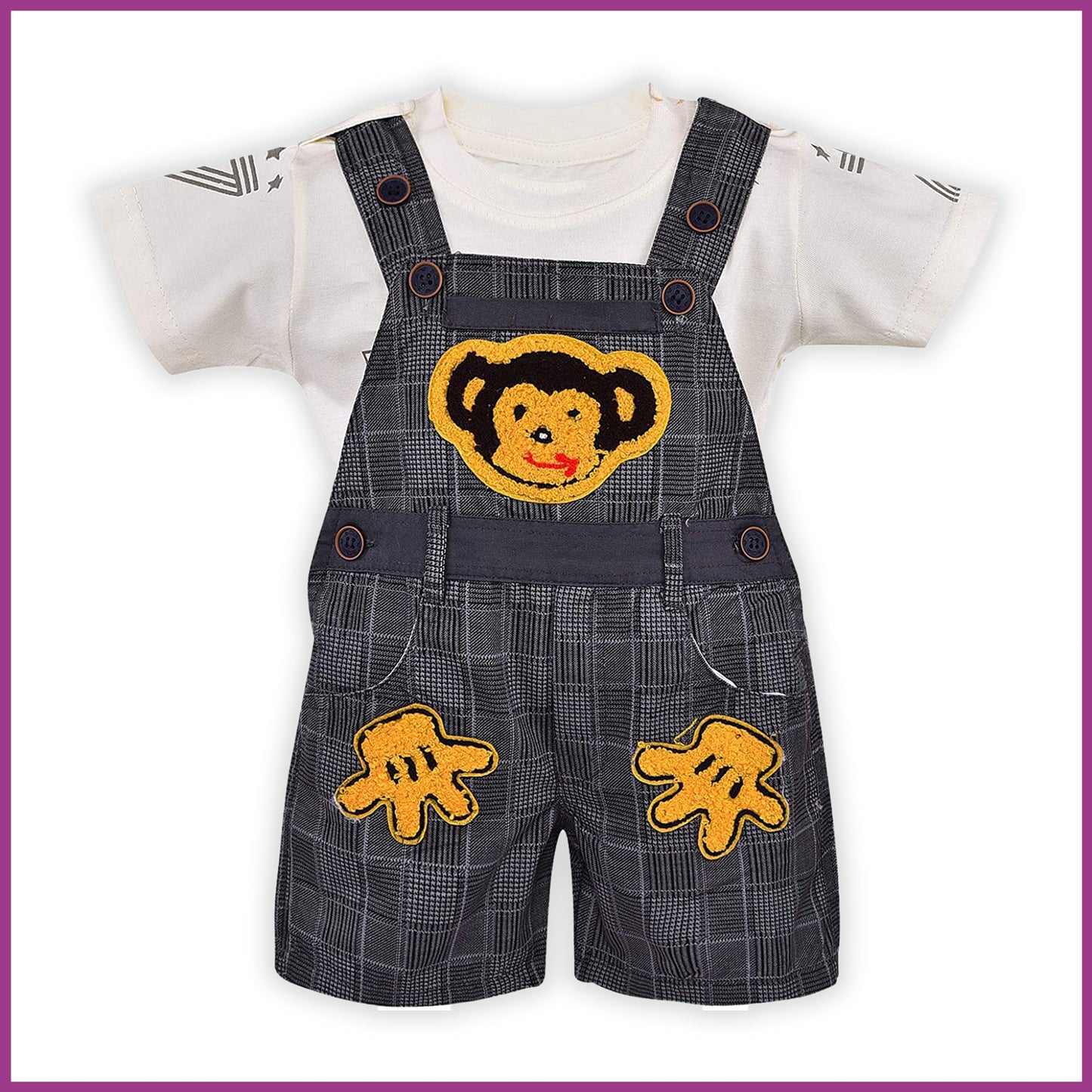 Baby Boys Dungaree Dress For Kids-(bt47gry)
