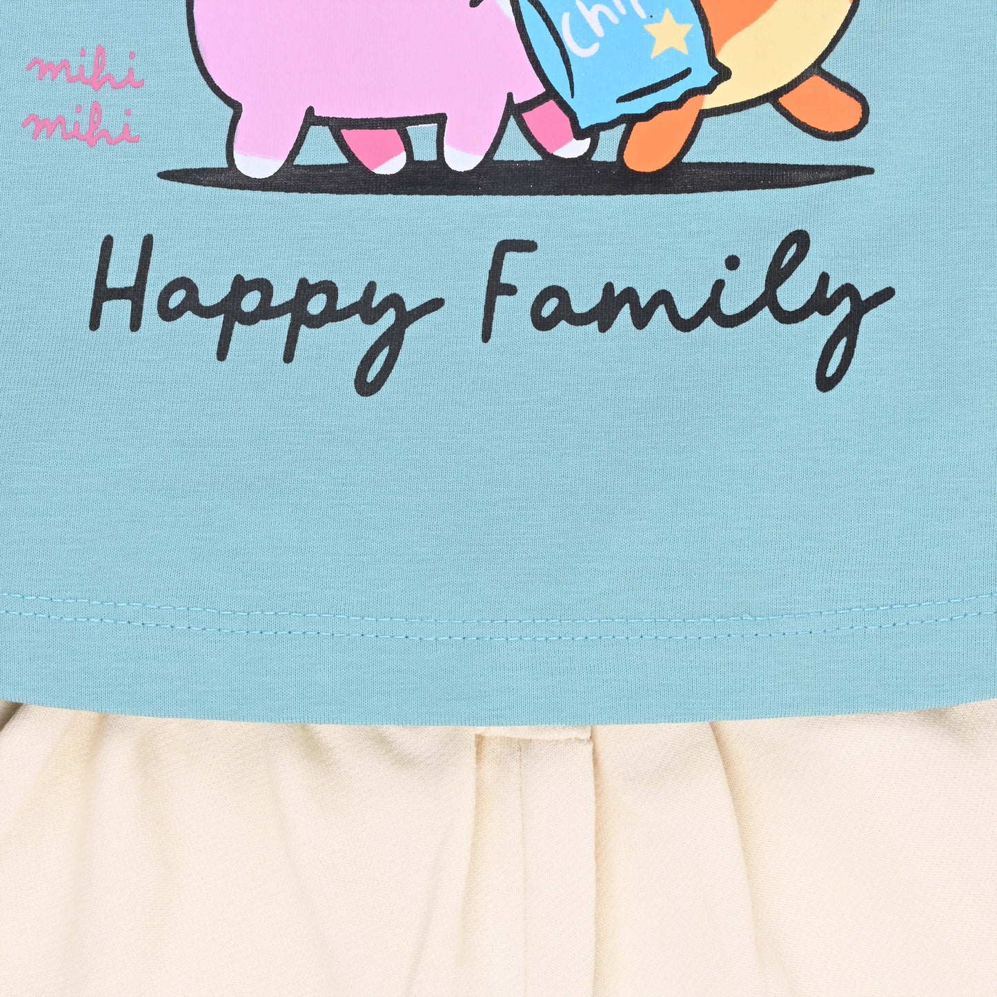 Girls Cat Print Cotton T-shirt and Ruffle Shorts Set bt881