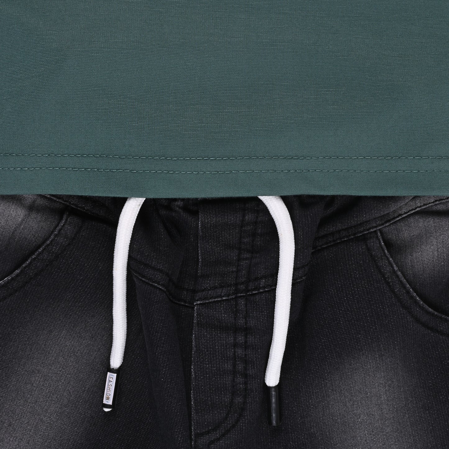 Boys Colorblock Cotton Polo T-shirt with Denim Shorts btp860