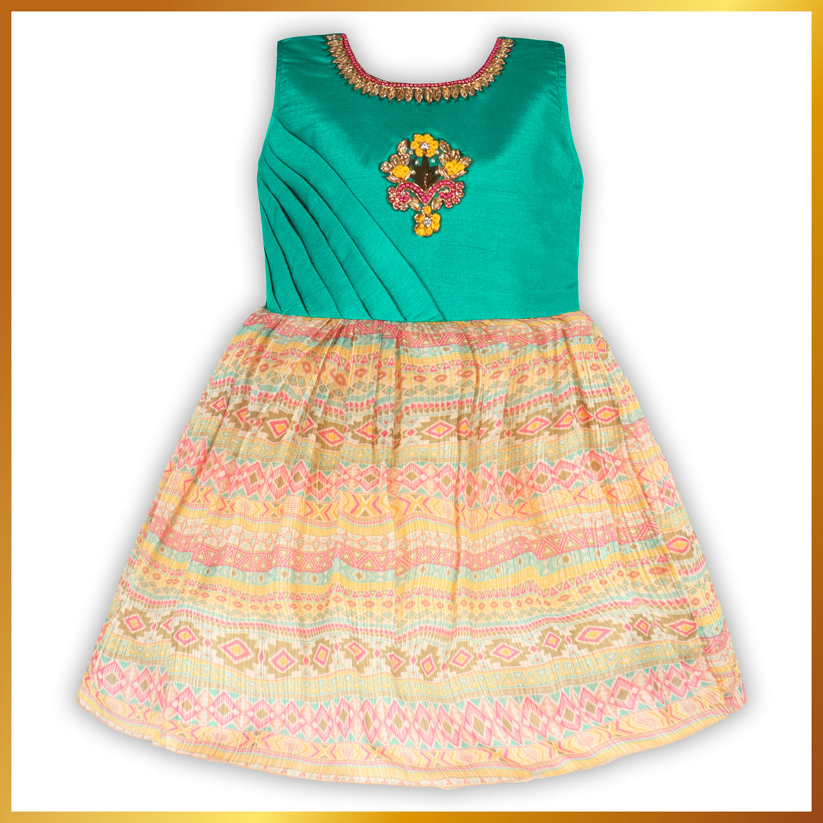 Girls Embroidered Fit and Flare Party Dress - Wish Karo - photo 3