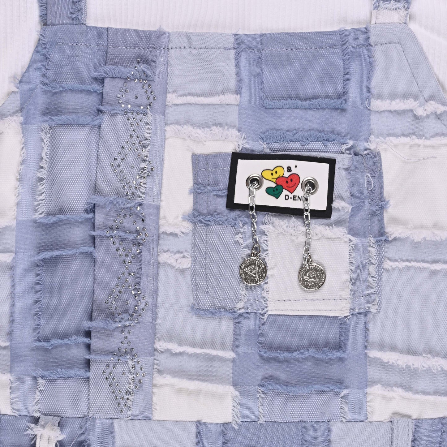 Girls Checkered Texture Flared Top with Dungaree csl1087