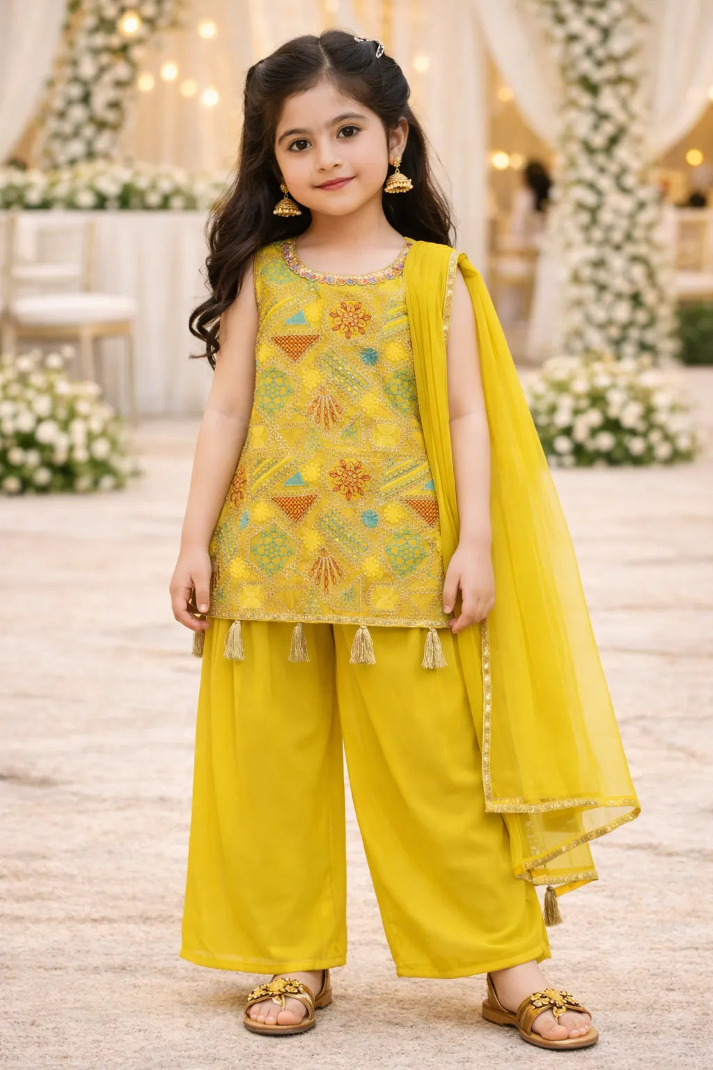 Elegant Georgette Ethnic Kurti Set with Palazzo & Dupatta cslp1106