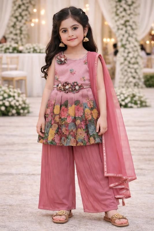 Elegant Georgette Ethnic Kurti Set with Palazzo & Dupatta cslp1108