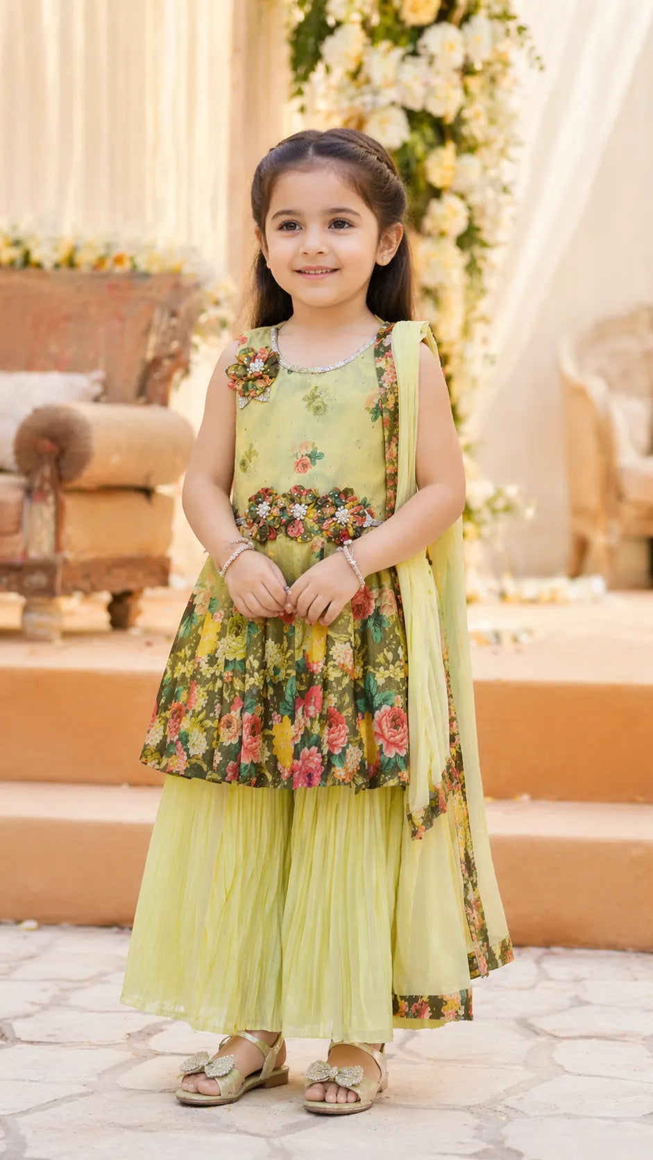 Elegant Georgette Ethnic Kurti Set with Palazzo & Dupatta cslp1108