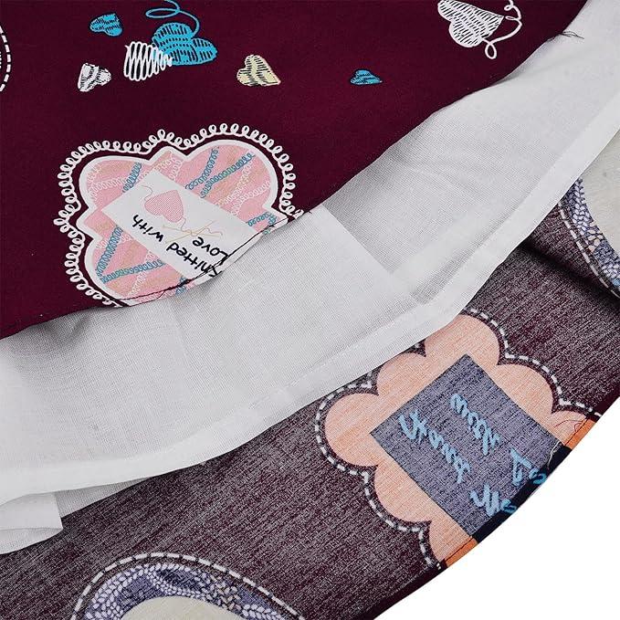 Girls Cotton Printed Party Wear Dress with Stripe Panel & Floral Accent – Soft & Comfortable ctn577