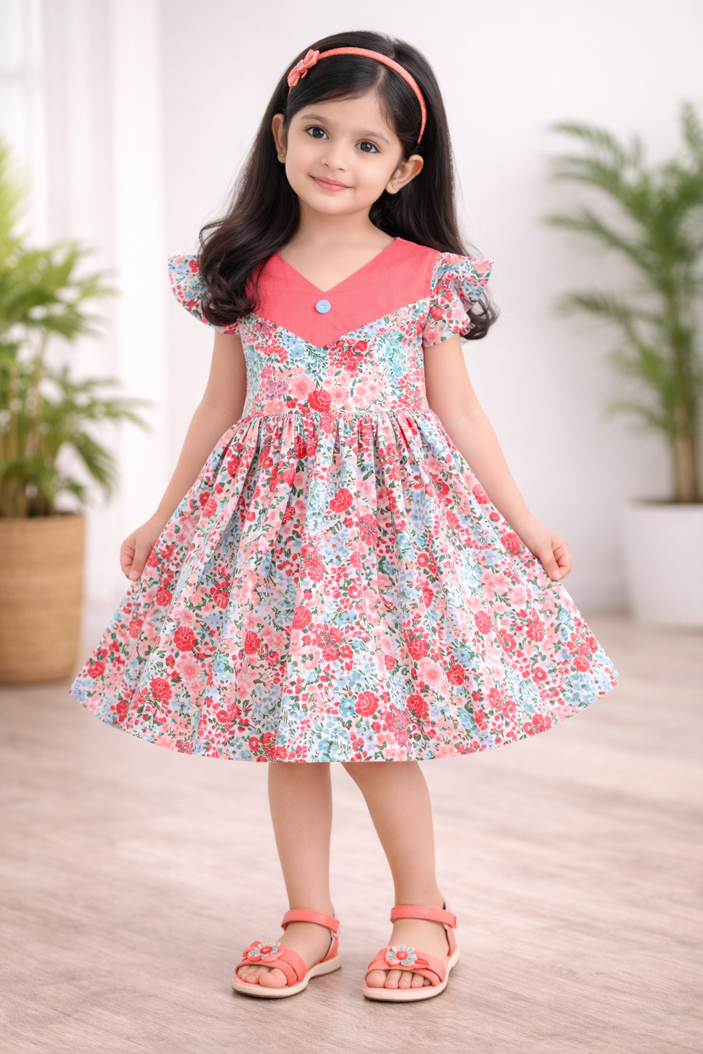Girls Floral Printed Summer Casual Dress - Wish Karo