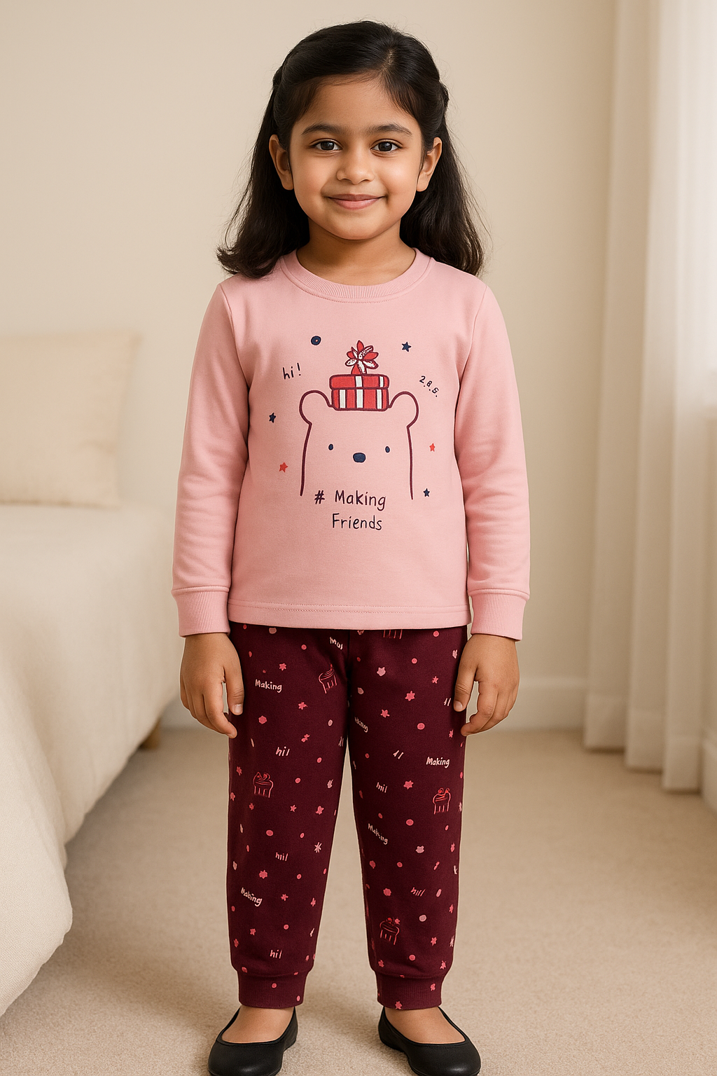 Unisex Printed Top and Bottom Pyjamas Night Dress btef716