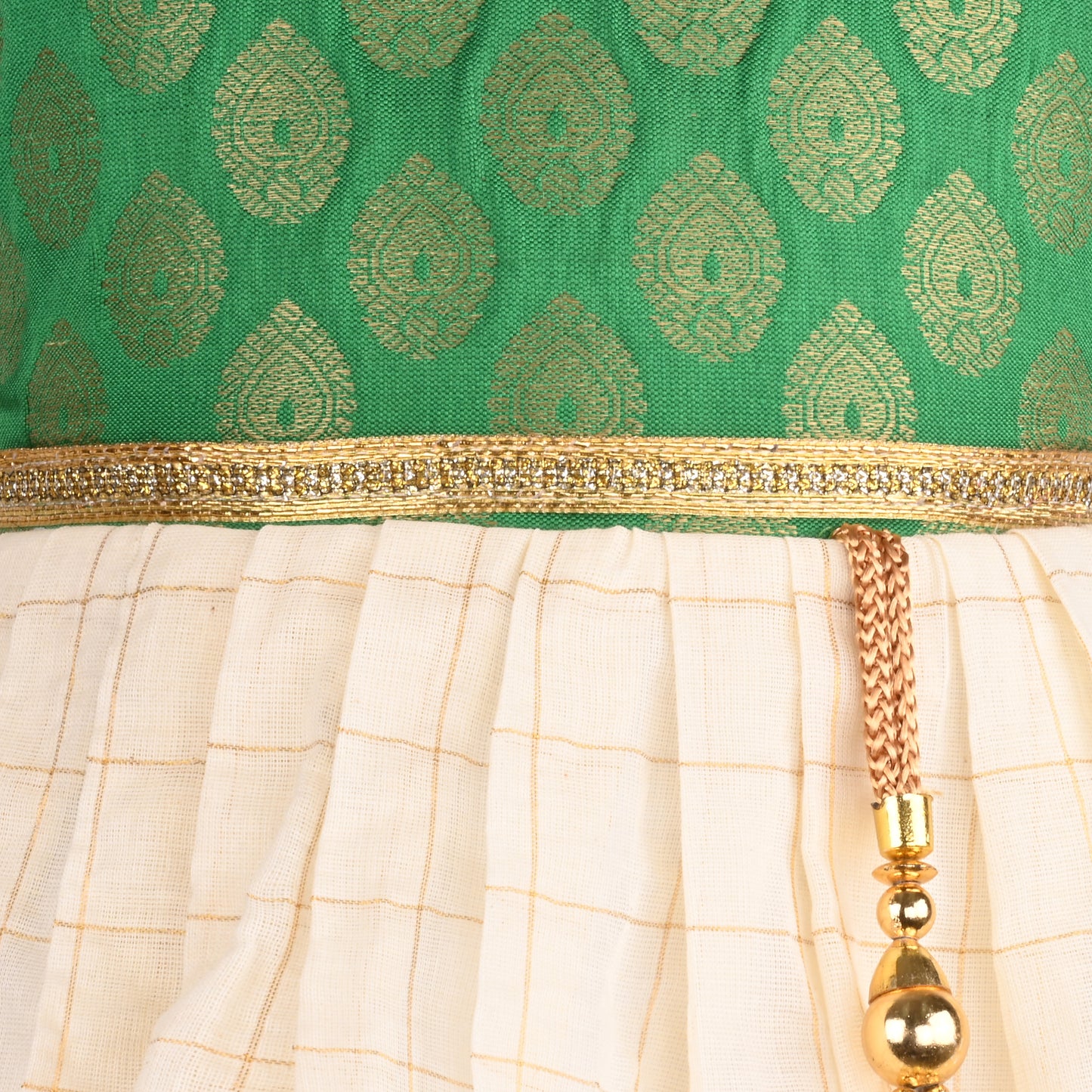 Baby Girls Traditional Onam Pattu Dress with Brocade Design fe3546grn