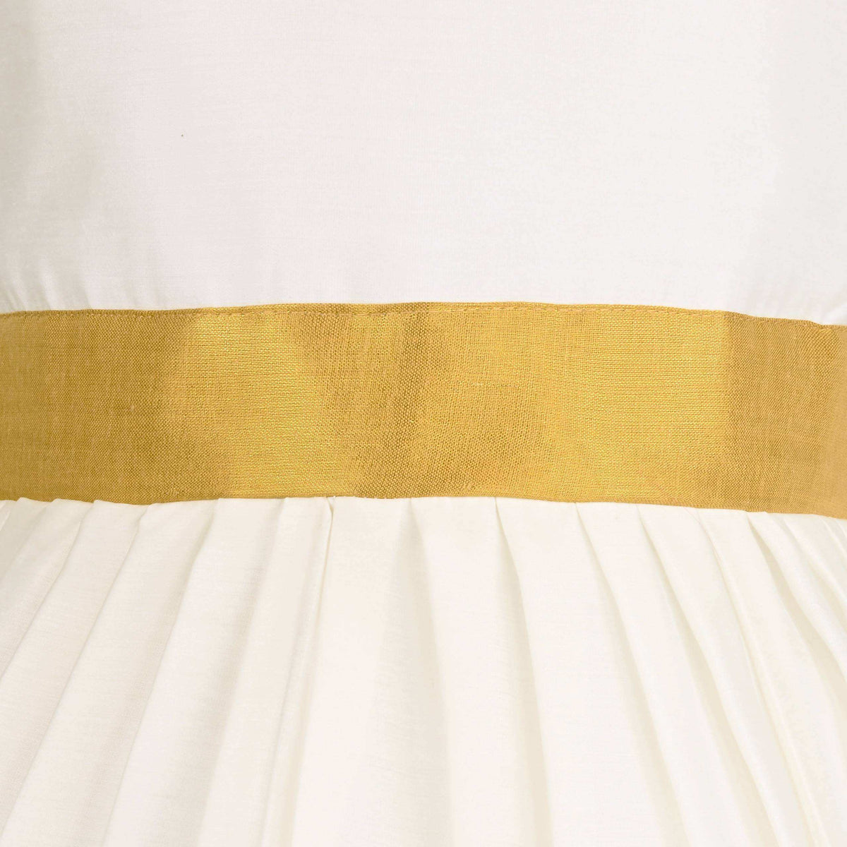 Baby Girls Golden Zari Kasavu Pleated Onam Frock Dress - Wish Karo - photo 4