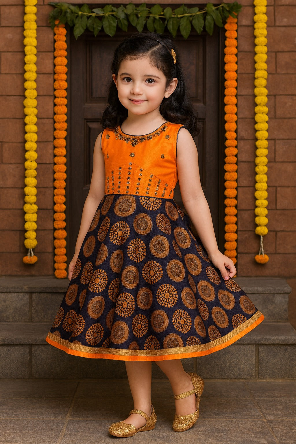 Wish Karo kids Partywear Dress Frock (fe2922org)