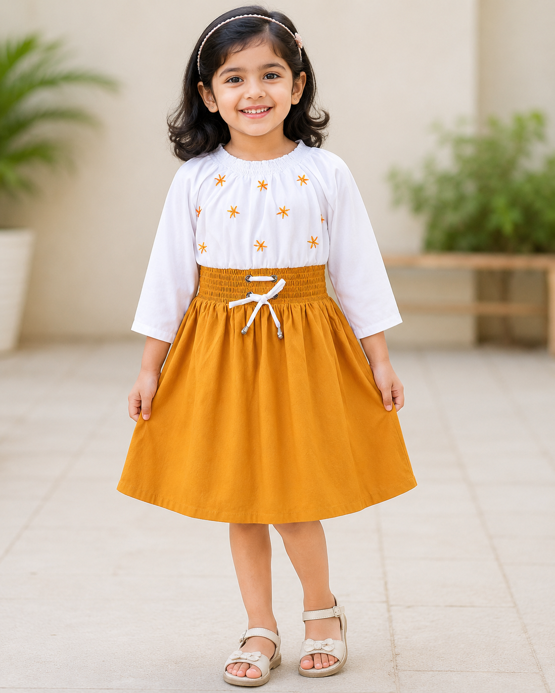Baby Girls Midi/Knee Length Casual Dress fe3003ylw