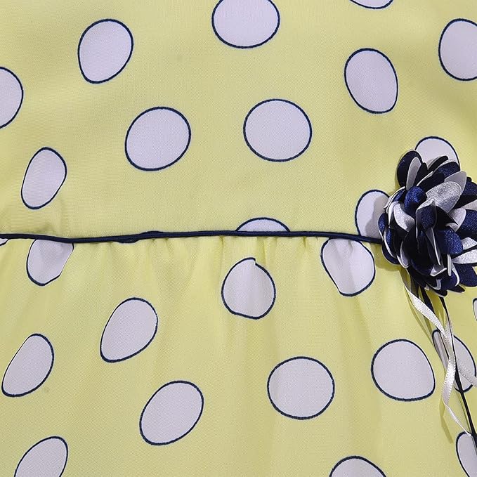 Girls Polka Print Bell Sleeve Fit and Flare Frock Dress