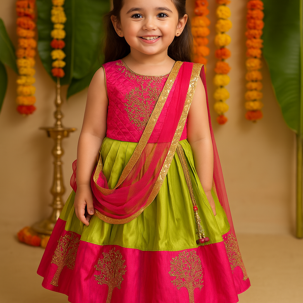 Girls Embroidered Ethnic Half saree dress Fe3133