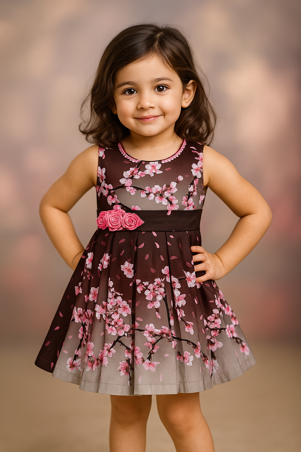 Purple Floral Printed A-Line Dress - Wish Karo