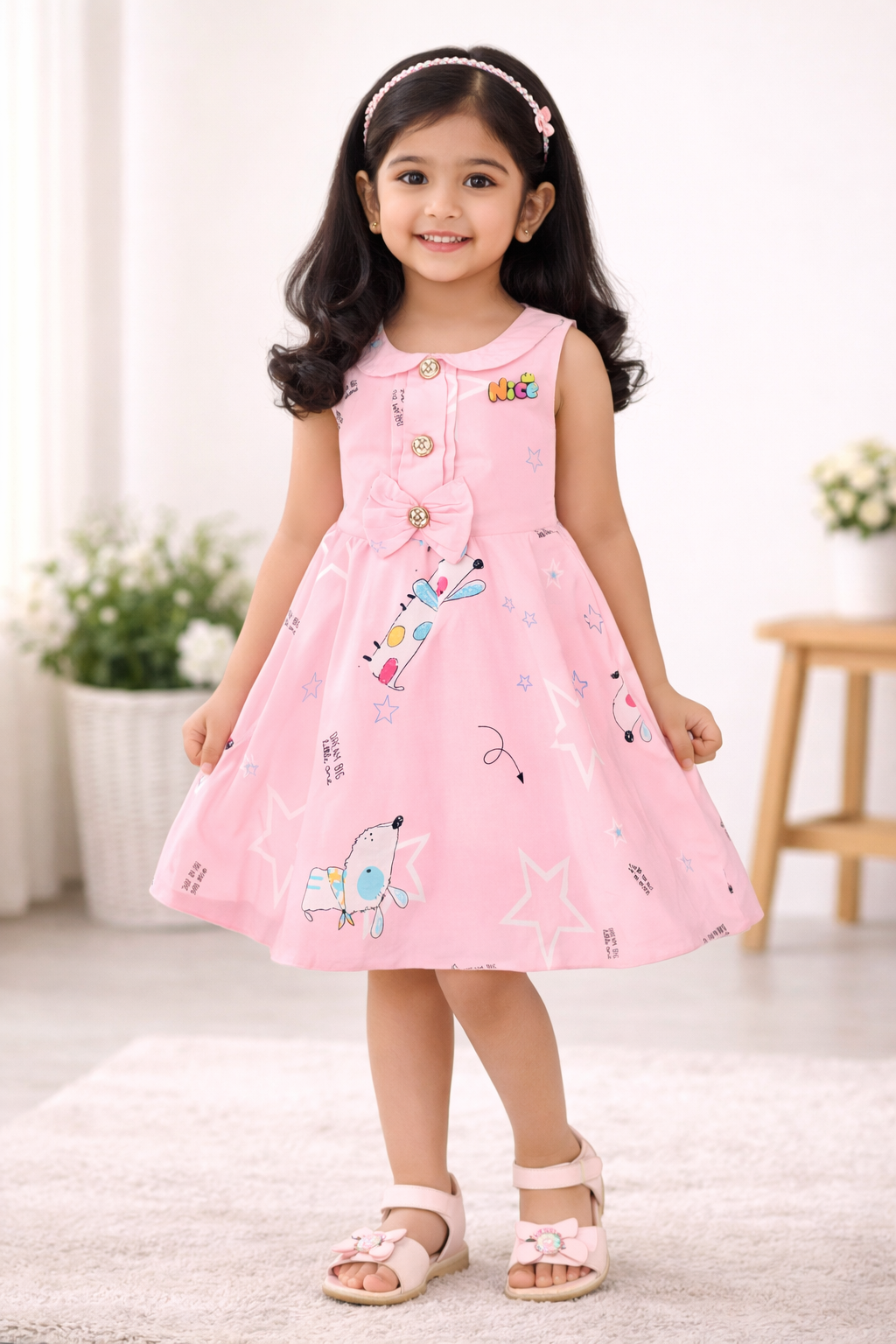 Baby Girls Midi/Knee Length Casual Dress fe3207pnk