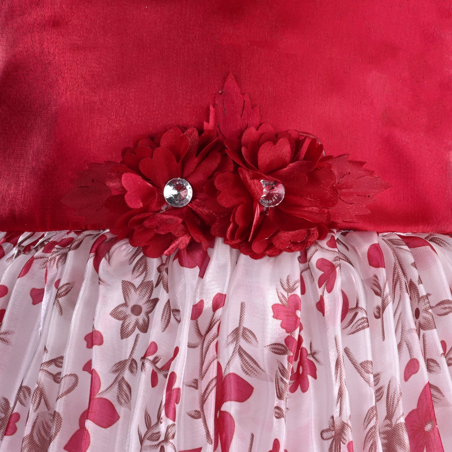 Girls Floral Embellished Printed Party Dress fep3427