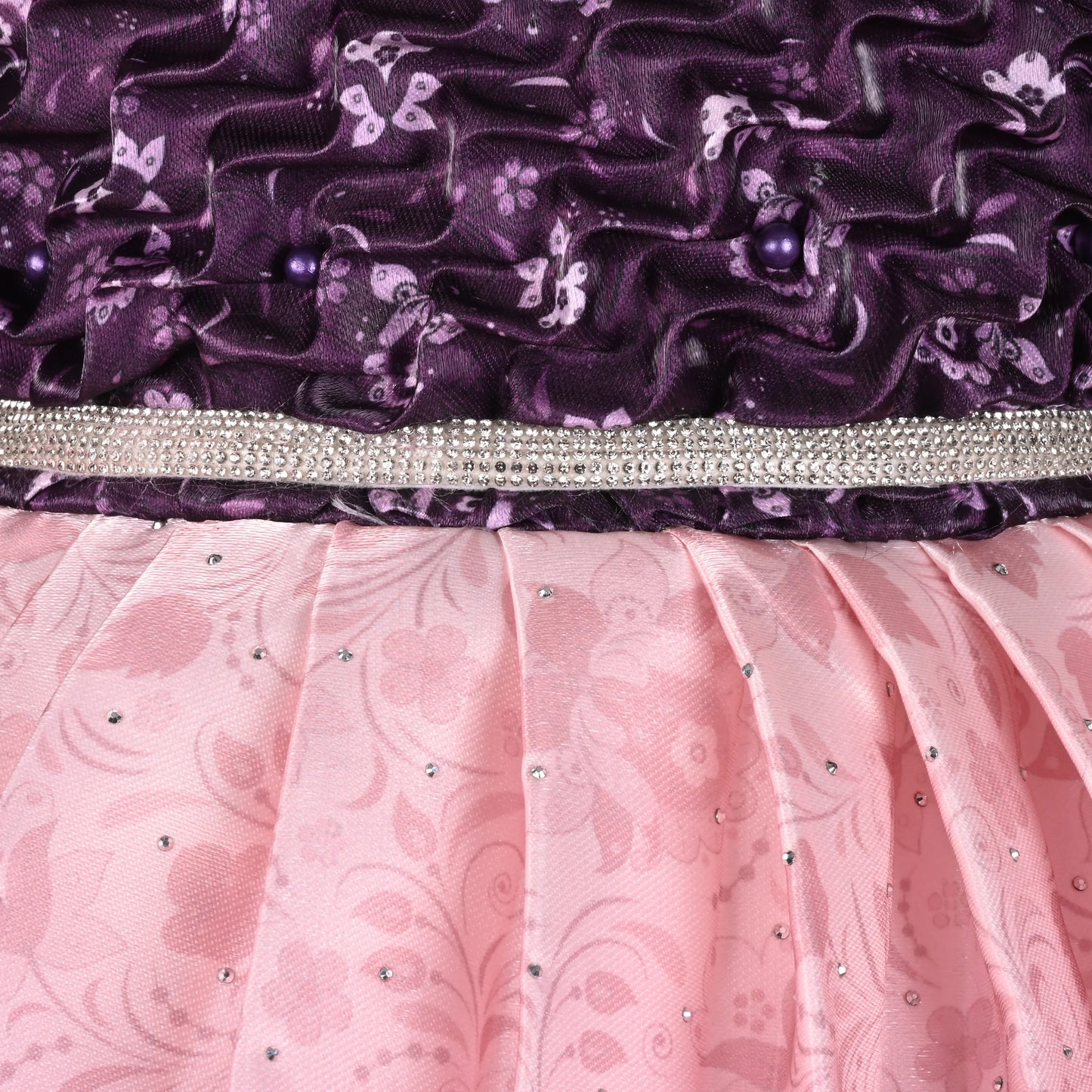 Elegant Kids Floral Party Dress – Satin Fabric | Puff Sleeves | Designer Occasion Wear fep3604