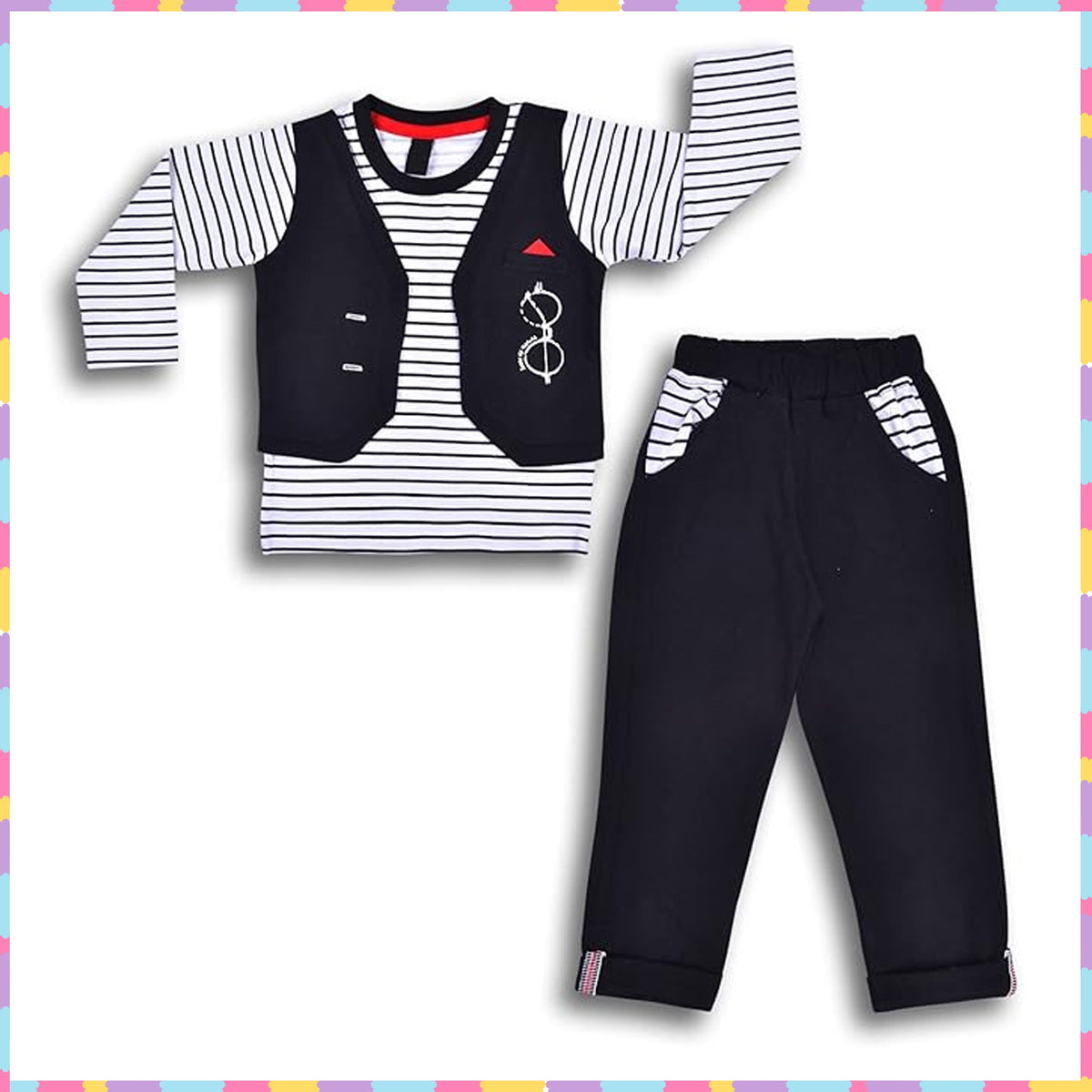 Wish Karo Cotton Clothing Set for Baby Boys hfs611blk - Wish Karo