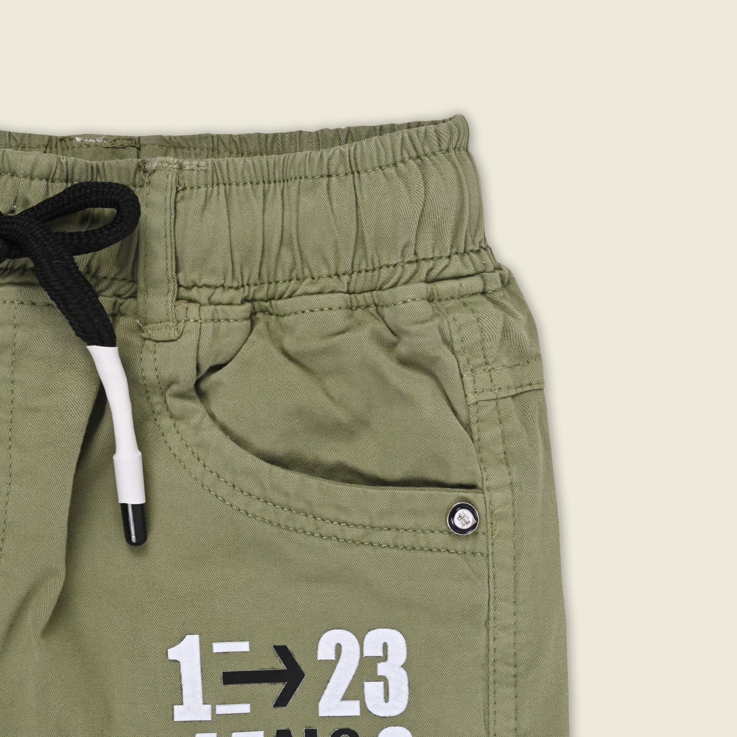 Boys Cotton Denim Cargo Jogger Pant with Pockets & Drawstring Waist jsv145