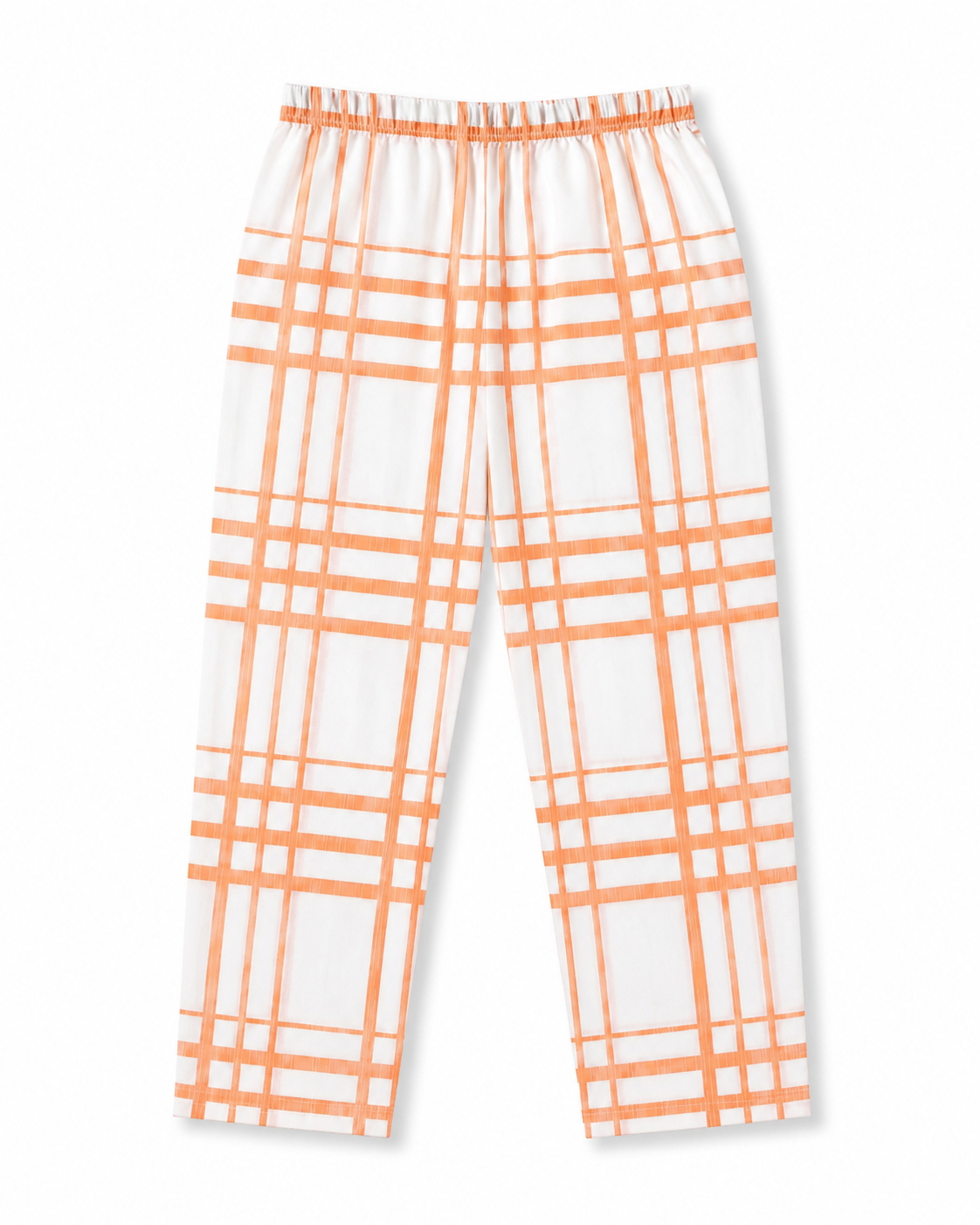 Unisex Cotton Checked Night Suit Set – Peach & White