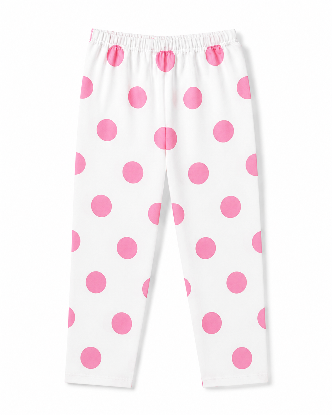 Unisex Cotton Polka Dot Night Suit Set – White & Pink