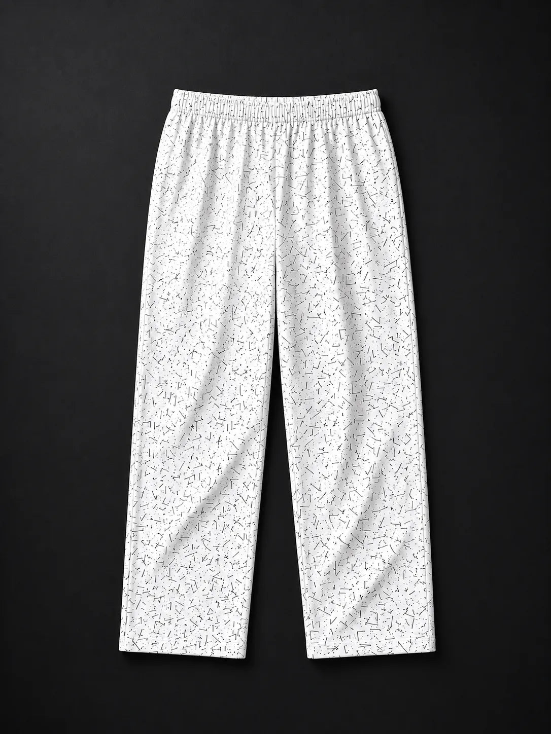 Unisex Cotton Printed Night Suit Set – White Minimal Motif Print