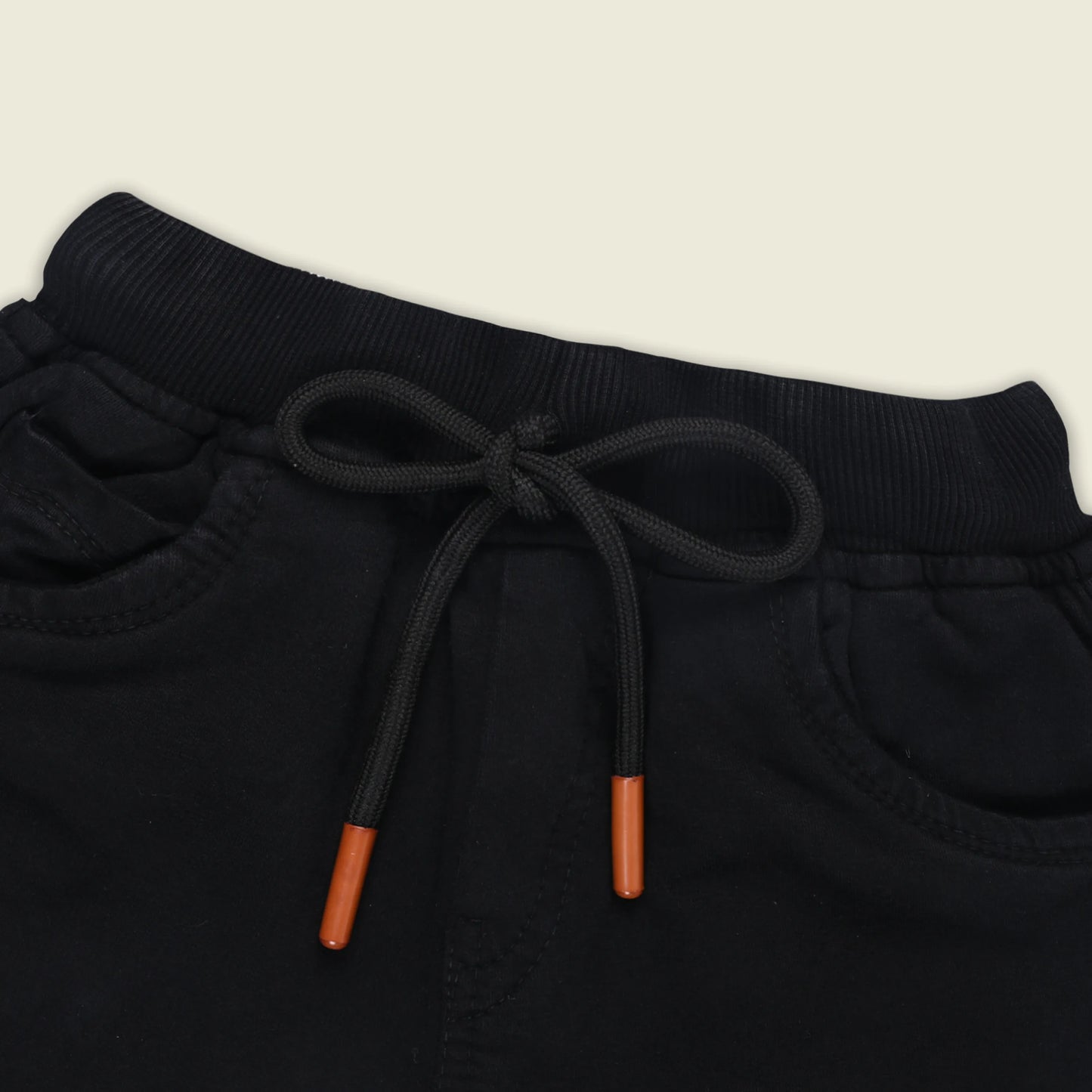 Boys Cotton Denim Solid Casual Shorts with Drawstring Waist shrt014