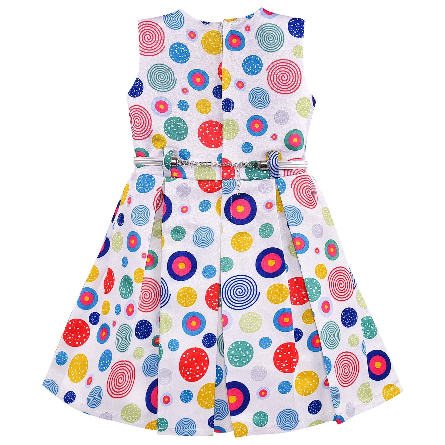 kids Partywear Dress Frock (stn762wht)