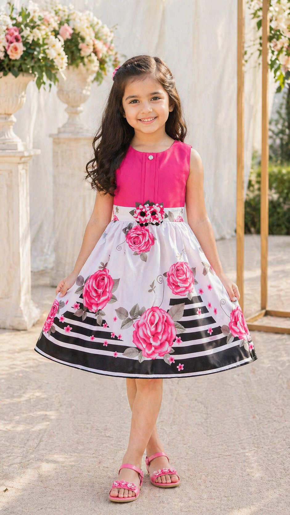 Pink Floral Printed Dress