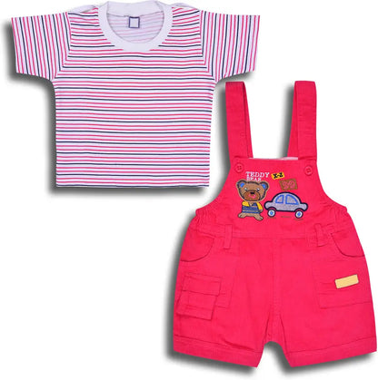 Boys Cotton Cartoon Tshirt and Dungaree Set hdr2006