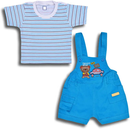 Boys Cotton Cartoon Tshirt and Dungaree Set hdr2006