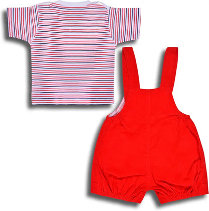 Boys Cotton Cartoon Tshirt and Dungaree Set hdr2006