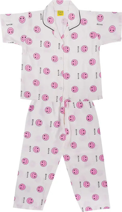 Girls Printed Cotton Blend Kids Nightwear ND21pnk