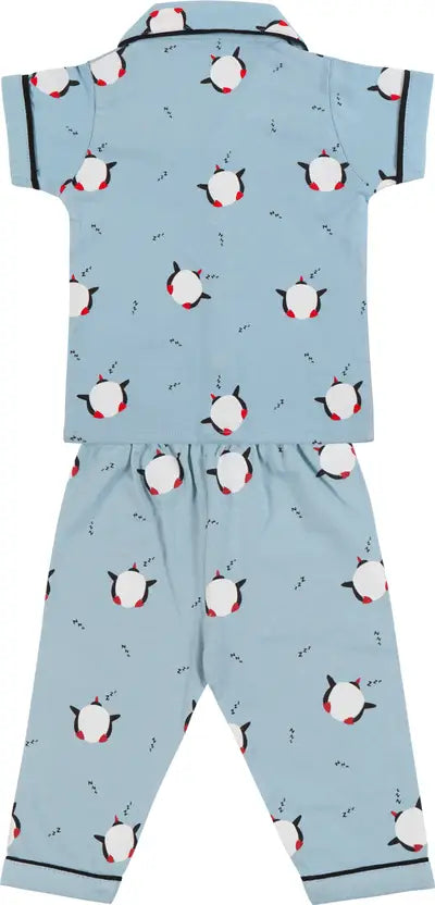 Girls Printed Cotton Blend Kids NightwearÂ ndp70blu