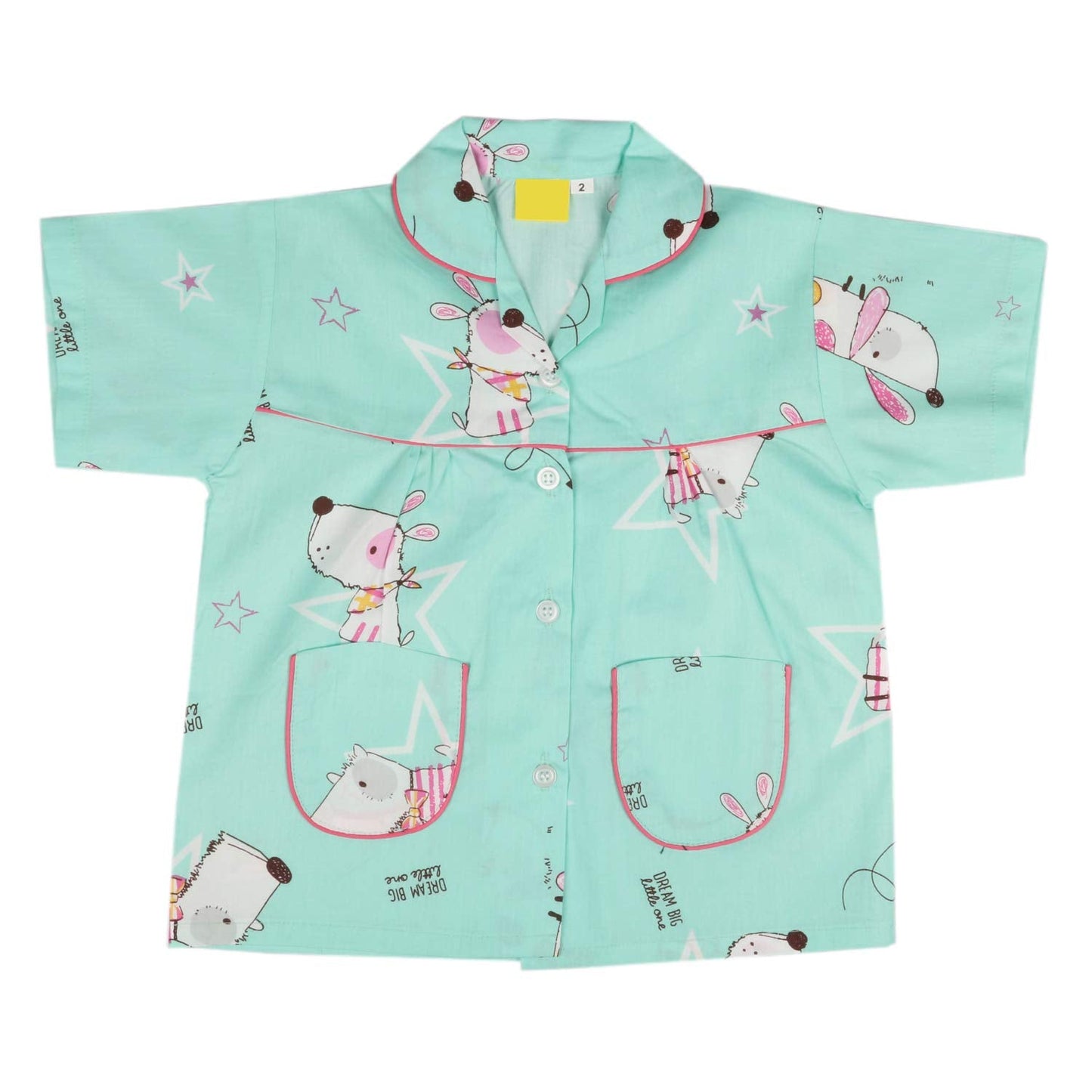 Cotton Printed Top & Bottom Pajama Set Night Dress for Boys & Girls-(ND11lb)