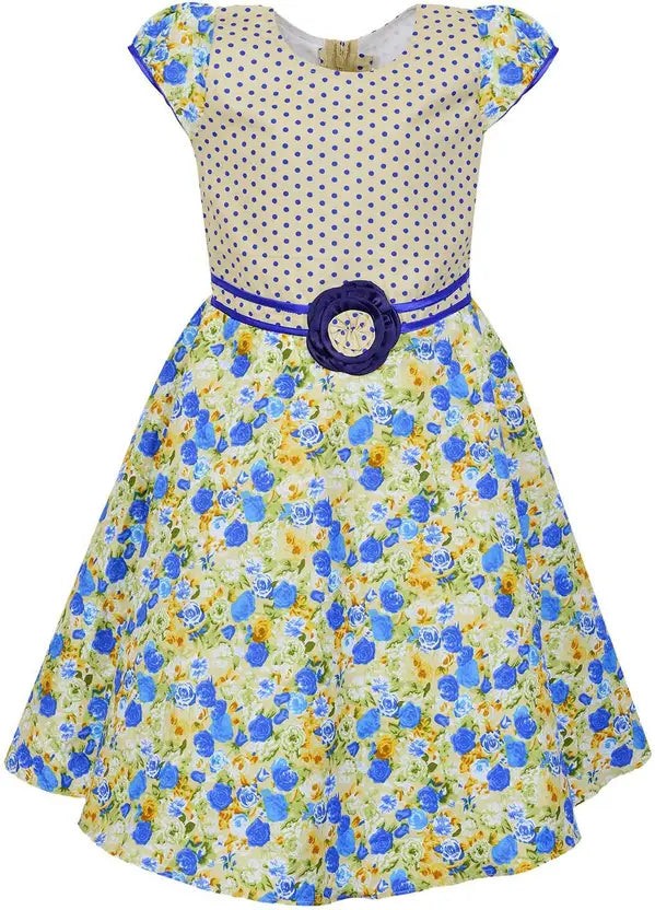 Girls Midi/Knee Length Party Dress ctn254blu